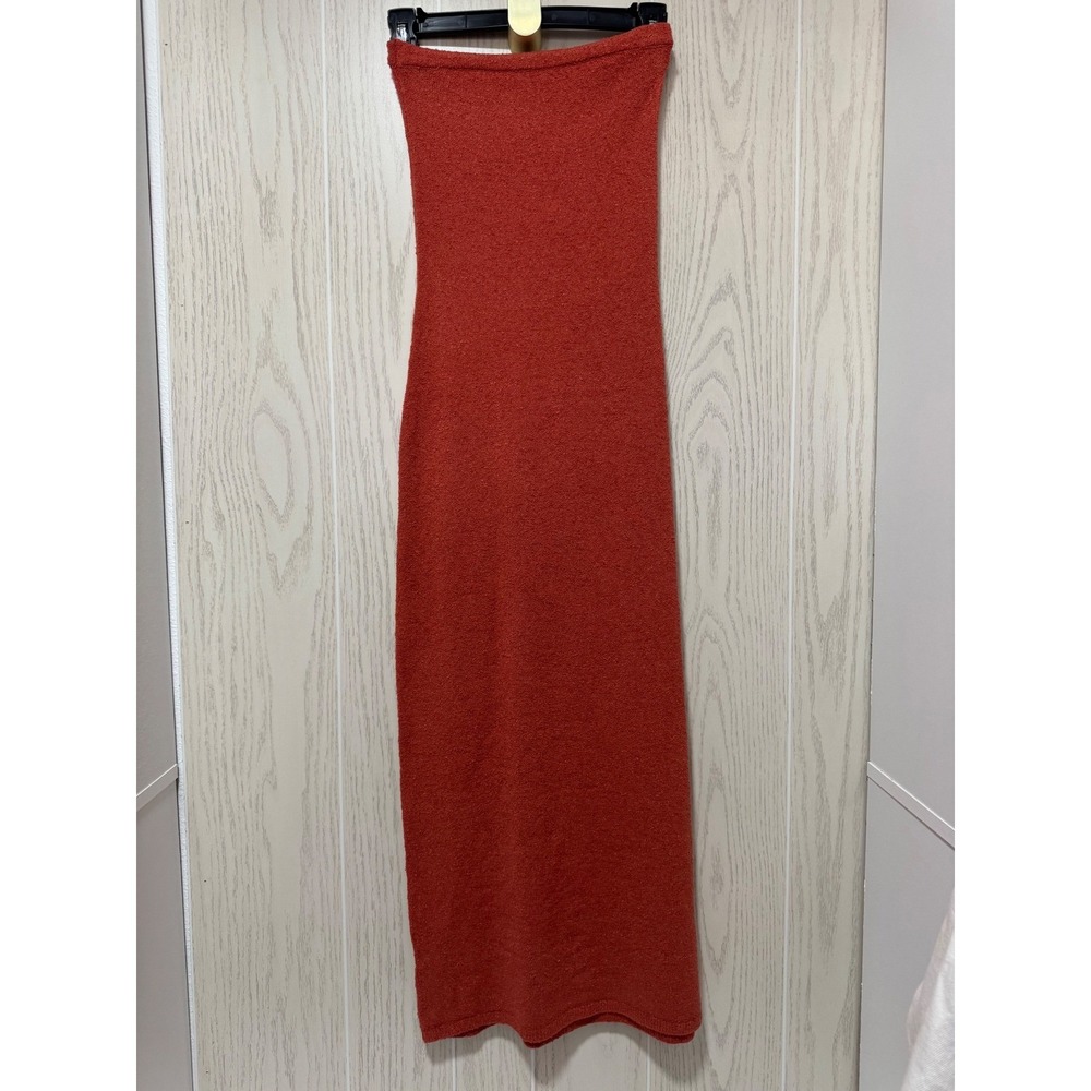 Free People Free-est Rust Orange Boucle Knit Strapless Maxi Tube Dress XS